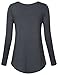 Vinmatto Women's Long Sleeve Henley V Neck Pleated Button Details Tunic Shirt Top(XXL,Deep Gray)