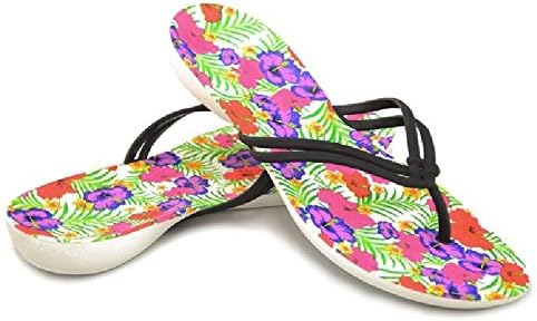 Amazon クロックス サンダル レディース トングサンダル Isabella イザベラ グラフィック フリップ ウィメン ビーチサンダル ビーサン 鼻緒 女性用 正規品 4196 W8 24 0cm 0cv ブラック フローラル Crocs クロックス ビーチサンダル