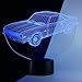 Muscle Car 3D Illusion Birthday Present Beside Table Lamp, Urwise 7 Color Changing Touch Switch Decoration Night Lamp with Acrylic Flat, ABS Base, USB Cable, Car Theme Toy, Amazing Creative Art