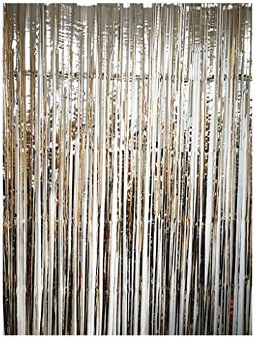 ShiDianYi Tinsel Foil Fringe Backdrop Metallic Door Window Curtain Party Decoration (3FTx8FT, Champagne)