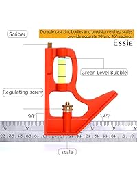 Regla cuadrada combinada de 12.0 in   Esste 1 pie (11.811 in) universal ajustable de acero inoxidable nivel de liberación herramienta métrica y British System Graduations Heavy Duty con precisión 45 y 90 ángulos