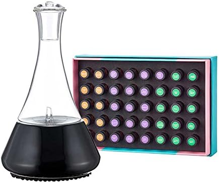 Intrepid Explorer Aromatherapy Diffuser Kit by Organic Aromas - Opulence Nebulizing Essential Oil Diffuser (Black) &amp; The Discovery Collection of 40 Pure Essential Oils and Blends in 2 Milliliter Vials
