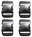 BEAULEGAN Plastic Buckles 2 Inch (Pack of 4) - Quick Side Release for Luggage Straps, Pet Collar, Backpack Repair, Dual Adjustable Ends, Black
