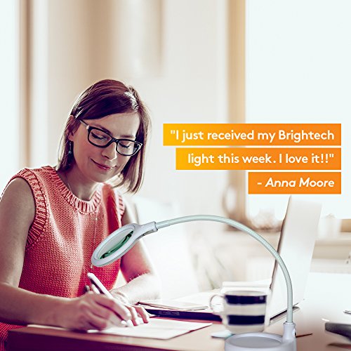 Brightech - LightView Flex 2 in 1 Version - SuperBright LED Magnifier Lamp with Clamp - Daylight Bright LED's - Energy-Saver with 1.75X Magnification (White)