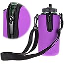 Protable Neoprene Insulated Water Drink Bottle Cooler Carrier Cover Sleeve Tote Bag Pouch Holder Strap for Kid Children Women MEN Biker Travel Cycling Climbing Sports (Purple)