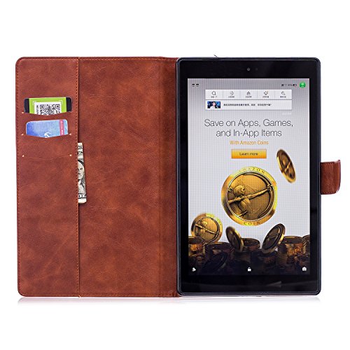 Tikeda Bear Case for All-New Fire HD 10 Tablet (7th 5th Generation, 2017/2015 Release) Folio Stand Cover with Pocket Auto Wake / Sleep for Fire HD 10.1 Inch Tablet (Bear Brown)