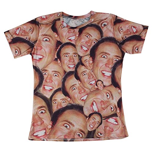 7eaven ShopT-Shirt 3D Print Super Star Nicolas Cage Face Laugh Hip Hop Sleeves Funny