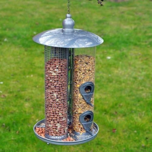 Deluxe 3 In 1 Bird Feeder Ideal For Seed Nut Food Feed