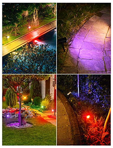 LITOM 12 LED Solar Landscape Spotlights, IP67 Waterproof Solar Powered Wall Lights 2-in-1 Wireless Outdoor Solar Landscaping Light for Yard Garden Driveway Porch Walkway Pool Patio 2 Pack Multicolored - Thumbnail 5