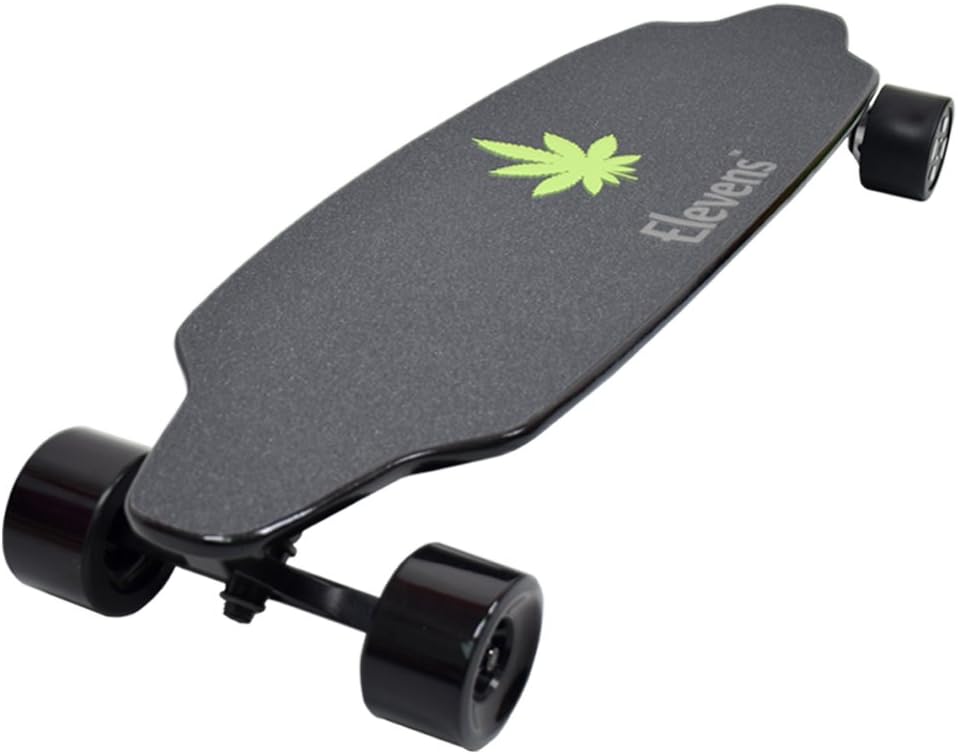 Elevens Electric Longboard Skateboard Dual Brushless Hub Motor with Bluetooth Remote Control 25 MPH 20 Mails on a Single Charge 38’’ (Black)