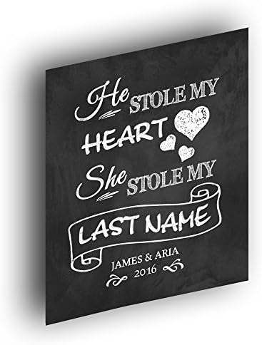 Chalkboard Wedding Print - He Stole my Heart Wedding Print UNframed for a Sign - 8x10 Rustic Chalkboard Wedding Print