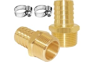 Joywayus Brass Barb Fitting 5/8" Hose Barb x 3/4" Male NPT Water/Fuel/Air(Pack of 2)