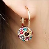 AUEYE® Lovely Korean Women Colorful Crystal Rhinestone Ball Ear Stud Hoop Drop Earrings Huggie Leverback Lucky Ball Jewelry