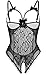 JuicyRose Women's One Piece Teddy Lingeire, Lace Sleepwear Nightie (Black, US S/Tag M)