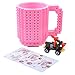 Brick Mugs Fubarbar 12 oz Coffee Cups Funny Tea Mug Beverage Cup Built-on Building Bricks enjoy Creative Time (pink)