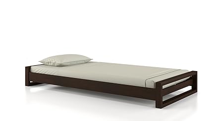 Urban Ladder Yuri FNBDNS15DW38086 Single Size Stackable Bed (Matte Finish, Dark Walnut)