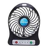Magicooler Mini Fan Pocket Size 4-inch Vanes 3 Speeds Electric Portable Mini fan Desktop Fan Battery/ USB Powered Laptop PC Mute Cooler Cooling Operated Cool Cooler Fan Beat Heatwaves Pefect For Outdoor /Hiking/ Camping /Daily use (BLACK)