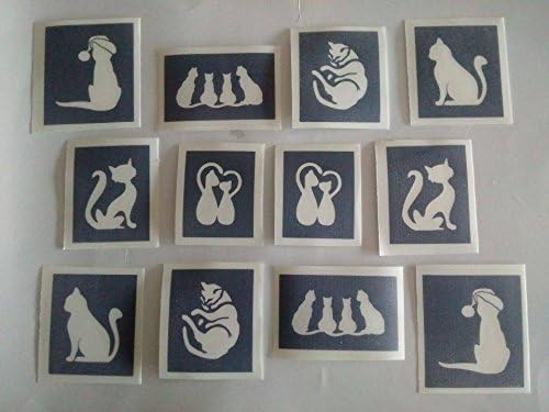 Dazzle Glitter Tattoos 10 x cat stencils for etching on glass mixed, Multicolor