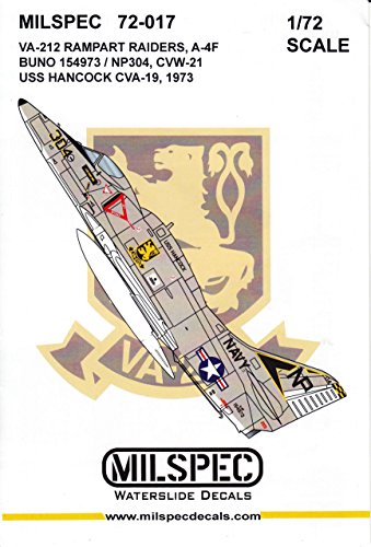 CAMMS72017 1:72 MilSpec Decals - A-4F Skyhawk VA-212 Rampart Raiders USS Hancock 1973 [WATERSLIDE DECAL SHEET]