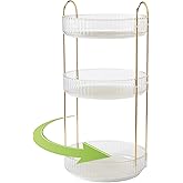 Rotating Makeup Organizer, 3-Tier Large Capacity Perfume Organizer for Vanity Bedroom, Transparent White
