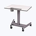 Offex Student-P Mobile Classroom Height Adjustable Cup Holder Student Pneumatic Sit/Stand Desk - Light Gray/Medium Gray