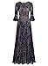 MISSMAY Women's Vintage Full Lace Contrast Bell Sleeve Formal Long Dress
