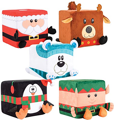 Christmas Holiday 4.5" x 4.5" Qubz Plush Cube Assortment (5 per order)