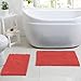 Sweet Home Collection Bath Set 2 Piece Butter Chenille Noodle Soft Luxurious Rugs Absorbent Non Slip Latex Back Microfiber Bathroom Mat, ((1) 17