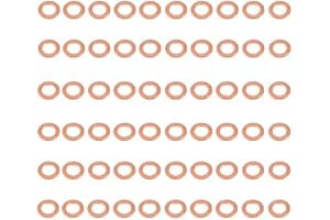 LUOQIUFA M6 Flat Washer Copper Sealing Ring, Inner Diameter 6mm, Outer Diameter 10mm, Thickness 1mm, Metric Sealing Washer, 60 Pieces