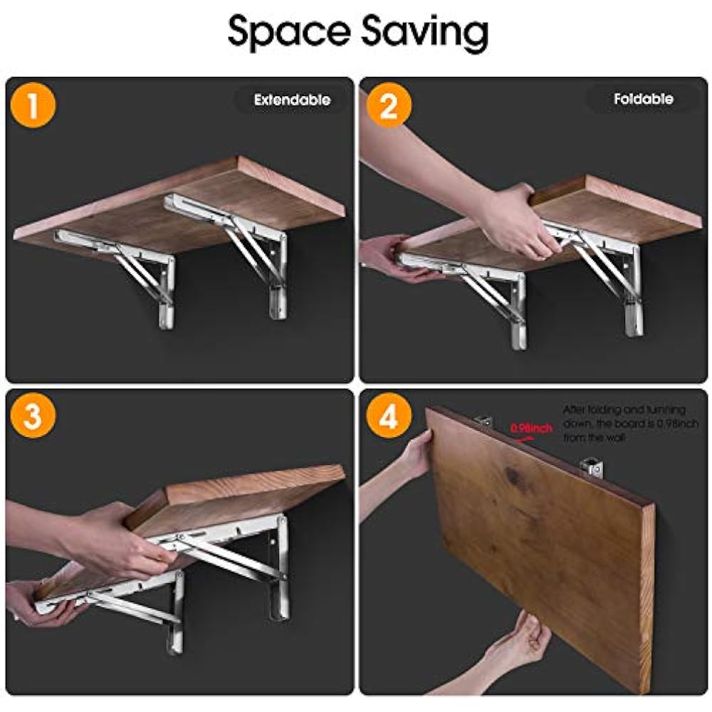 Folding Shelf Brackets 8 Inch, Heavy Duty Stainless Steel Collapsible Wall For 2 696575986667 eBay Folding Shelf Brackets 8 Inch, Heavy Duty Stainless Steel Collapsible Wall For 2 696575986667 eBay