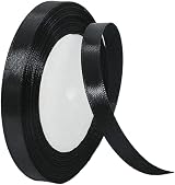 HONGCI 10mm Black Satin Ribbon, 22m Gift Wrapping Ribbon