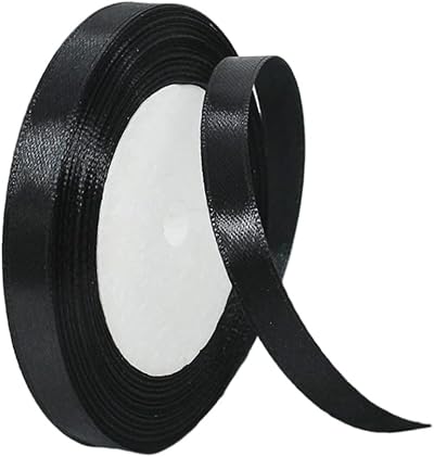 HONGCI 10mm Black Satin Ribbon, 22m Gift Wrapping Ribbon