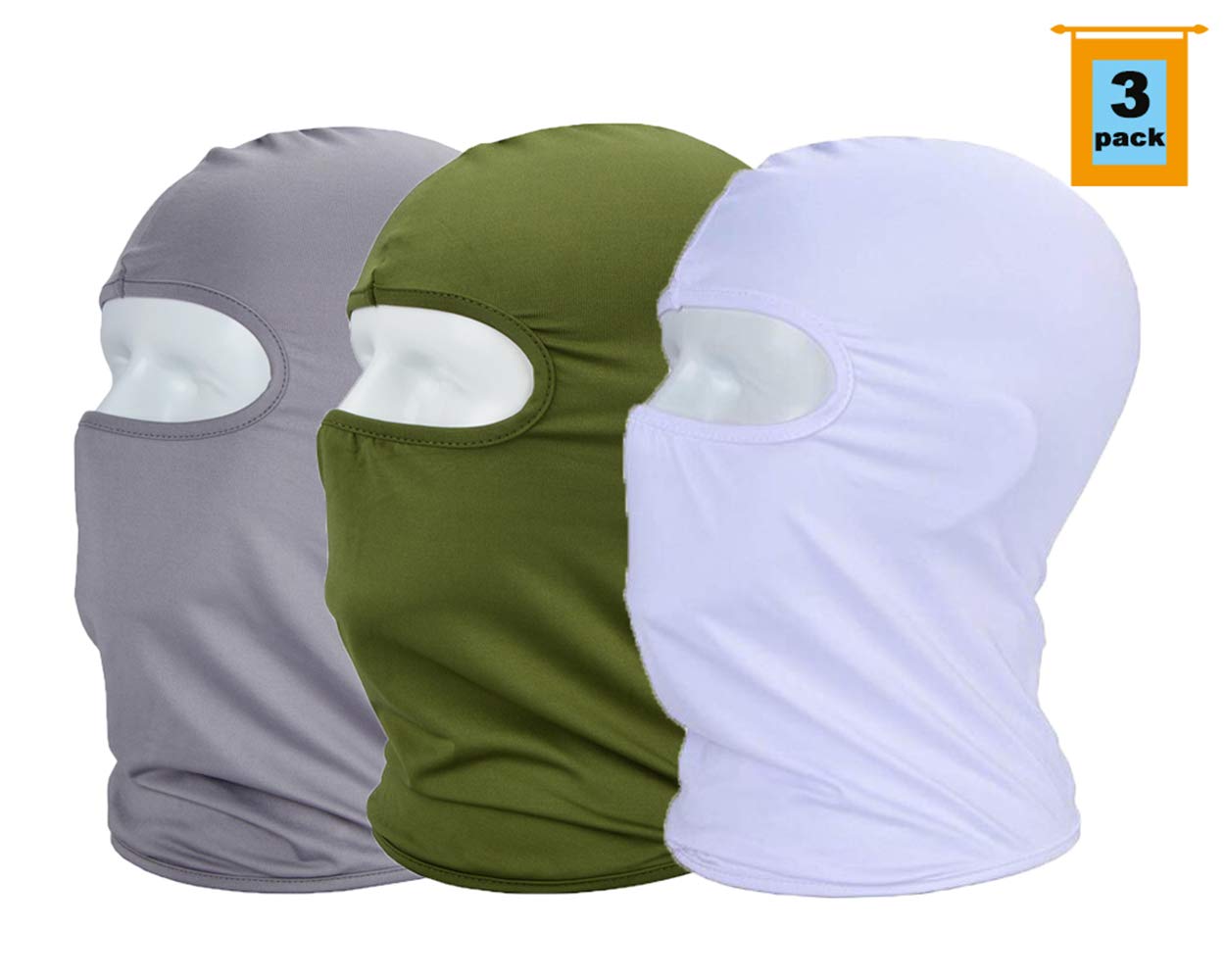 MAYOUTH Balaclava ski mask Sun/uv Protection Windproof face Cloth Neck Gaiter Helmet Lining Landscaping Face Cover Lycra Motorcycle Cycle Fishing Hiking Outdoor Sports 3pack