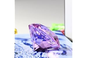 Yiasangly 60mm Crystal Glass Diamond Shaped Decoration, Crystal Diamond Paperweight Jewelry for Home Office Decor, Wedding Centerpieces Decoration, Valentine's Day Gift - Purple