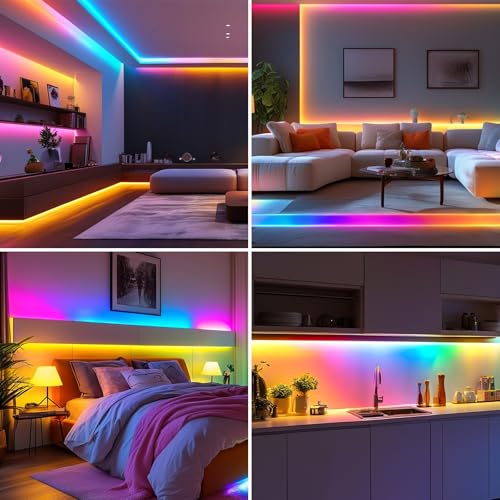 BENLUN WS2811 COB LED Strip 24V 20M (10M X 2), Color Variable RGB+IC, LED Strip with Remote Control and Power Supply for Bedroom Kitchen Acoustic Panels Gaming Decoration