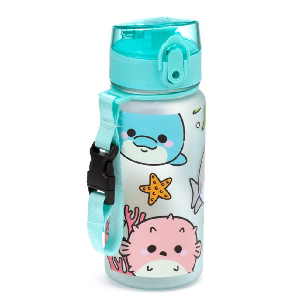 Puckator BOT211 Adoramals Sealife Pop Top 350ml Shatterproof Reusable Children's Bottle with Infuser