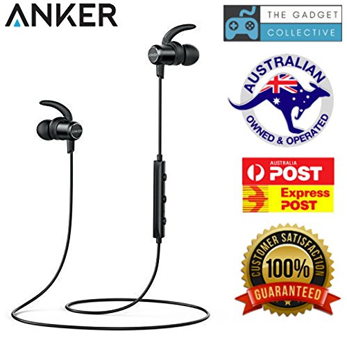 Anker SoundBuds Slim Wireless Headphones Bluetooth 4.1 Lightweight Stereo IPX5 Earbuds with Magnetic Connection Nano Coating Sweatproof Sports Headset with Metallic Housing Built-in Mic (Blac