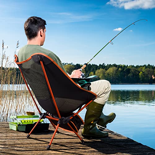 Diealles Shine Folding Camping Chair, Portable Ultralight Folding Chair with Carry Bag, Camping Chairs for Outdoors, Garden, Beach, Fishing, Picnic, Travel, Black
