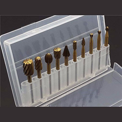 TOOGOO 10pcs HSS Titanium Routing Rotary Milling Rotary File Cutter Wood Carving Tools