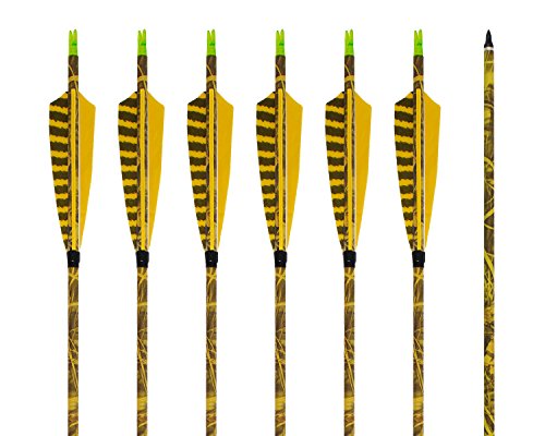 ARCHERY SHARLY [6 Pack] 31Inch Carbon Arrow Practice Hunting Arrows with 5" Camo Natural Feathers for Traditional Recurve Bow and Longbow - Thumbnail 7