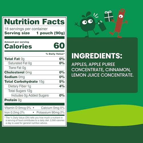 GOGO SQUEEZ NO SUGAR ADDED APPLESAUCE AND FRUIT PUREE, APPLE CINNAMON, 3.2 OZ POUCHES (PACK OF 18), FRUIT SNACKS FOR KIDS, GLUTEN FREE, NUT FREE, RECLOSEABLE CAP, BPA FREE