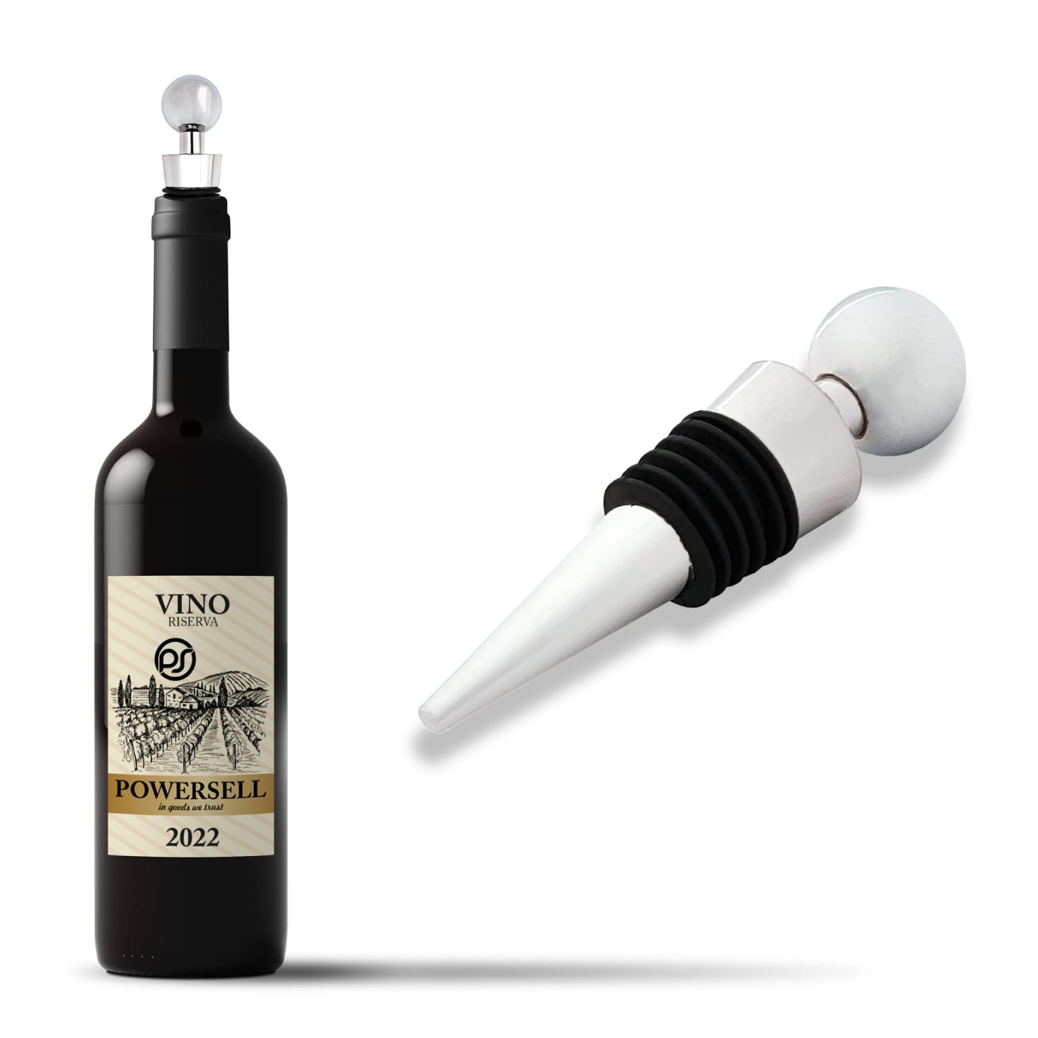 Powersell Beer Champagne Wine Bottle Stopper, Reusable with Stainless Steel and Silicone Back, Drinks Storage