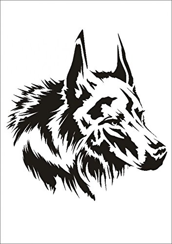UMR-Design W-647 Wolf Textil- / wallstencil Size A5