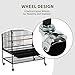 SUNCOO 53 Inch Large Bird Cage Wrought Iron Heavy Duty Flight Cage for Sugar Glider Parrot Budgie Parakeet Cockatoo with Wooden Perch Storage Shelf Rolling Stand Wheels, Bird Aviary Cage Blackthumb 4