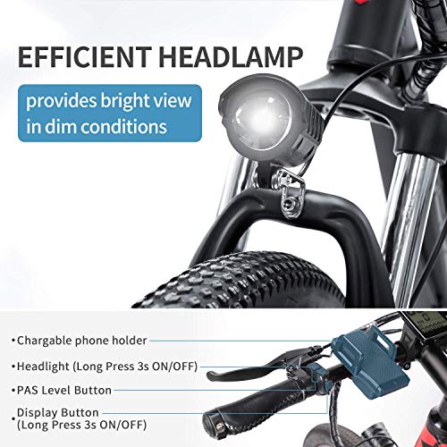 Rattan 26 Inch Mountain Electric Bicycle 36V/10.4AH Removable Lithium-ion Battery Electric Bike for Adult Smart IPAS Assisted System 350W E-Bike 7 Speed Shifter - Thumbnail 5