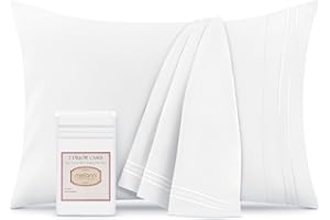 Mellanni Pillow Cases - Luxury, Extra Soft, Cooling Pillow Covers - 2 PC Iconic Collection Pillowcases - Envelope Closure (Standard/Queen 20" x 30", White)