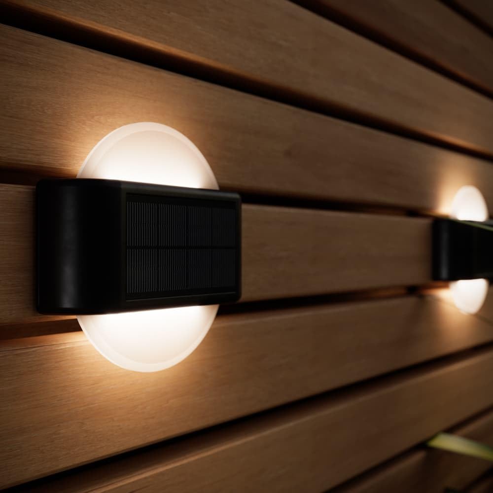 SolarCentre® Burton Outdoor Solar Powered Warm White Wall Lights (Set of 2)