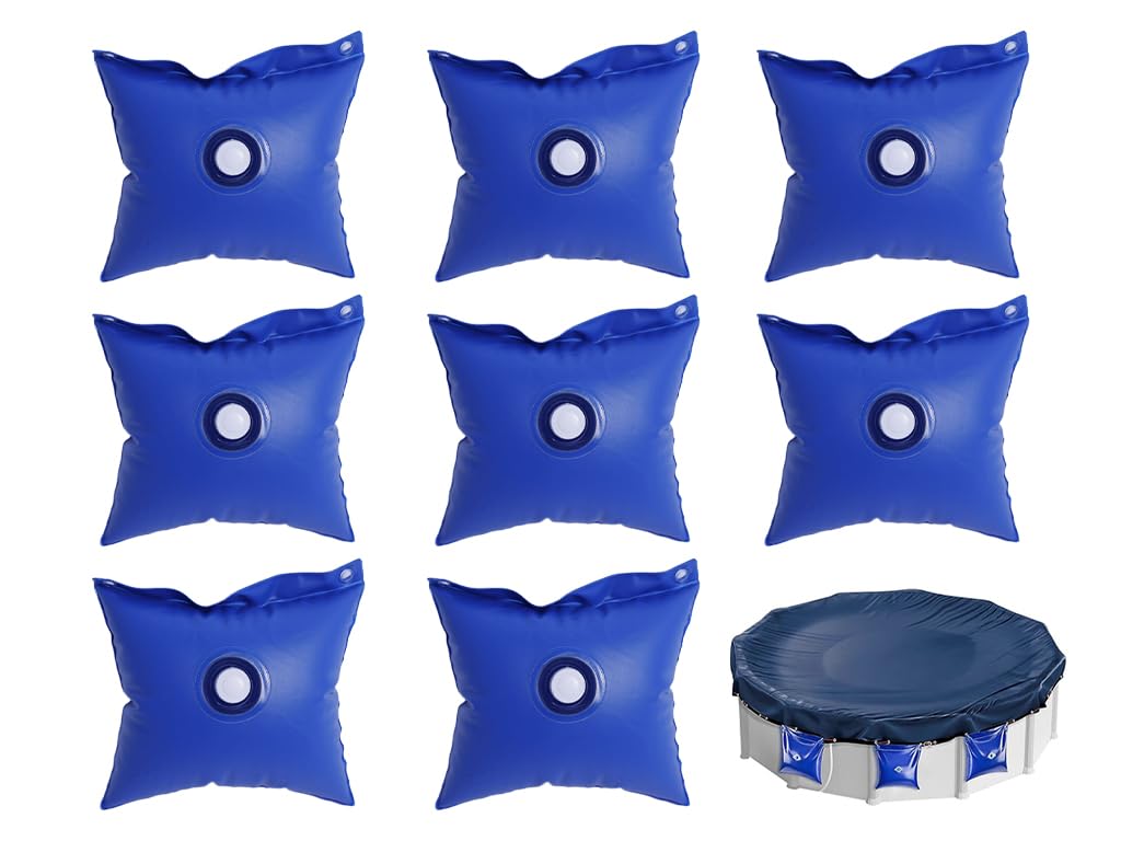 Kellegour 8 pcs Pool Water Bags,Pool Wall Bags,Thick PVC Pool Water Bags,Winter Pool Cover Water Bag,Antifreezing Winter Pool Tarp Weights,Square Pool Cover Weights Swimming Pool Cover Hanging Bags