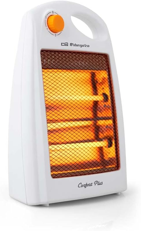 BP 5007, 800 W, 2 niveles de potencia, 2 barras de cuarzo, reflector protegido de alta brillantez, dispositivo de seguridad antivuelco, asa para transporte, color blanco