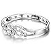 Menton Ezil Love Encounter Crystals Bangle Bracelets White Gold Plated Adjustable Hinged Jewelry